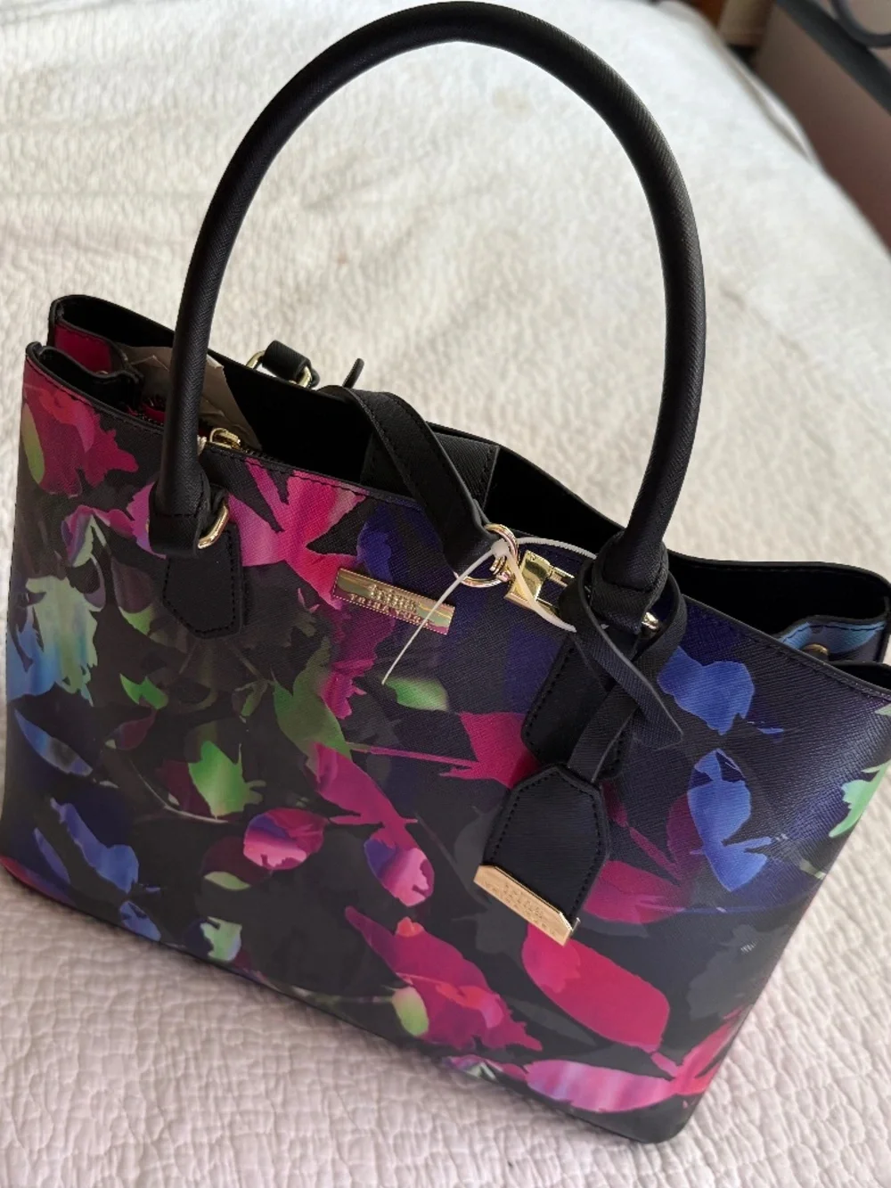 Trina Turk Floral Structured Satchel – TTT‑SDFZ03‑LEA – Vegan Leather – NWT